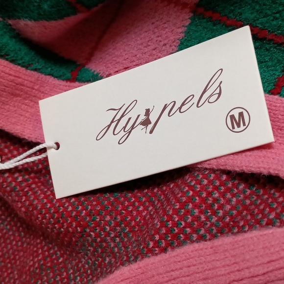 Womens Size M Top Knit Green & Pink Argyle Pattern Cardigan - Picture 7 of 11